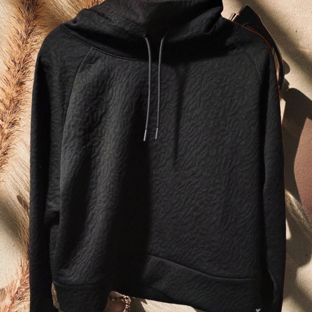 Juicy Couture Sport Black Animal Print Embossed Cowl Neck Sweater